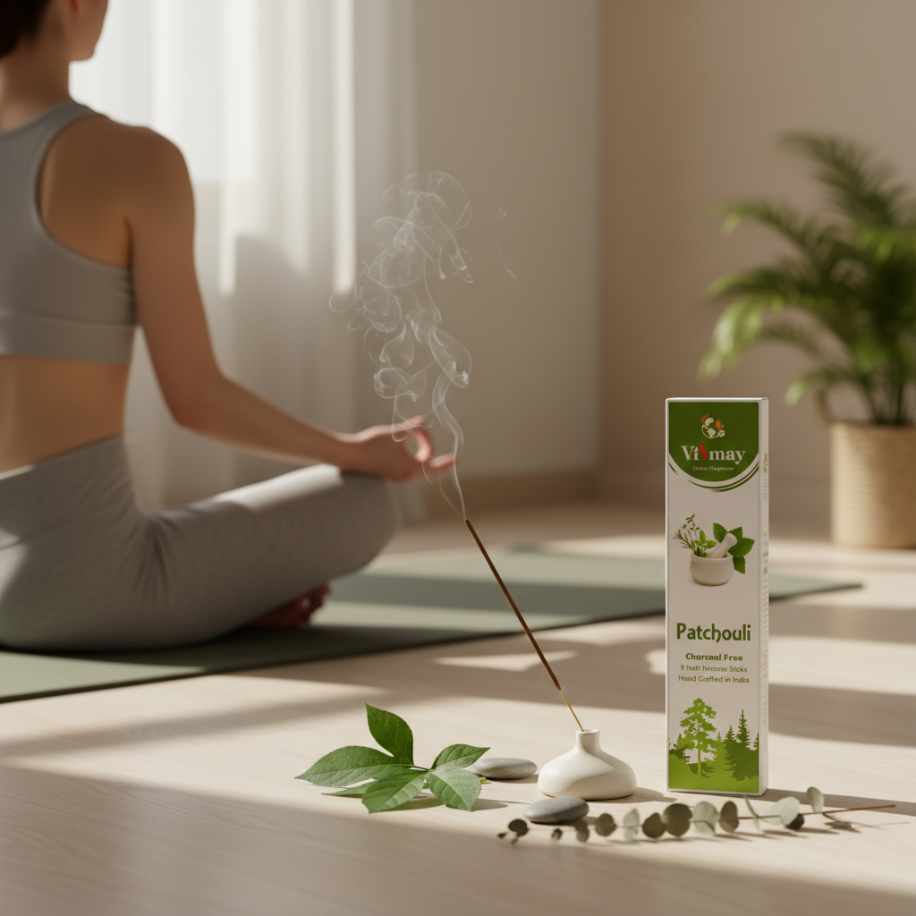 Patchouli incense sticks with yoga